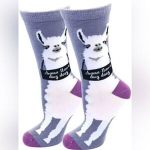 Sock Harbor Women's Novelty Socks Shama-Llama Ding Dong  Design Purple Size 4-10